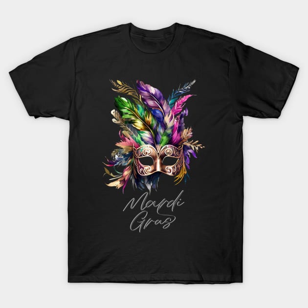 Mardi Gras Masquerade Mask Bead Parade Women Men Kids T-Shirt by AimArtStudio